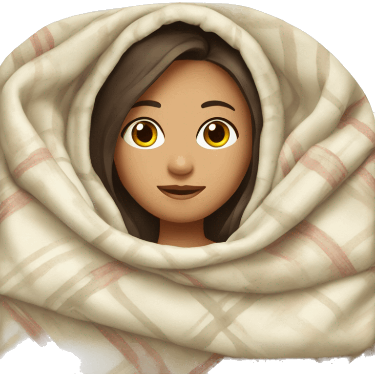 Cute brunette girl in blanket  emoji