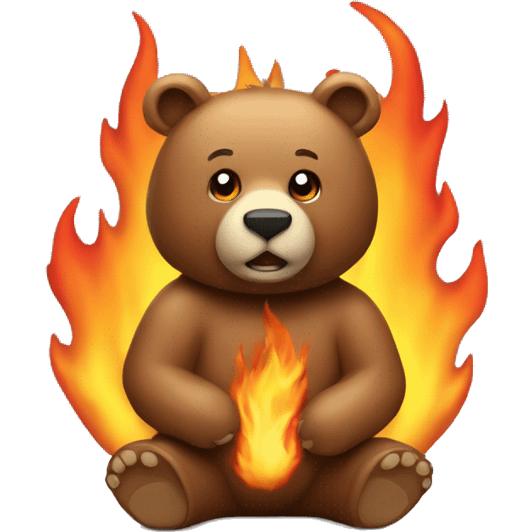 Bear sitting in flames emoji