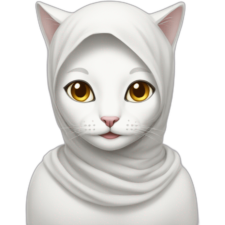 White cat wearing a hijab  emoji