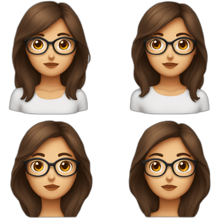 Fille brune au yeux marrons avec des lunettes écailles marron emoji