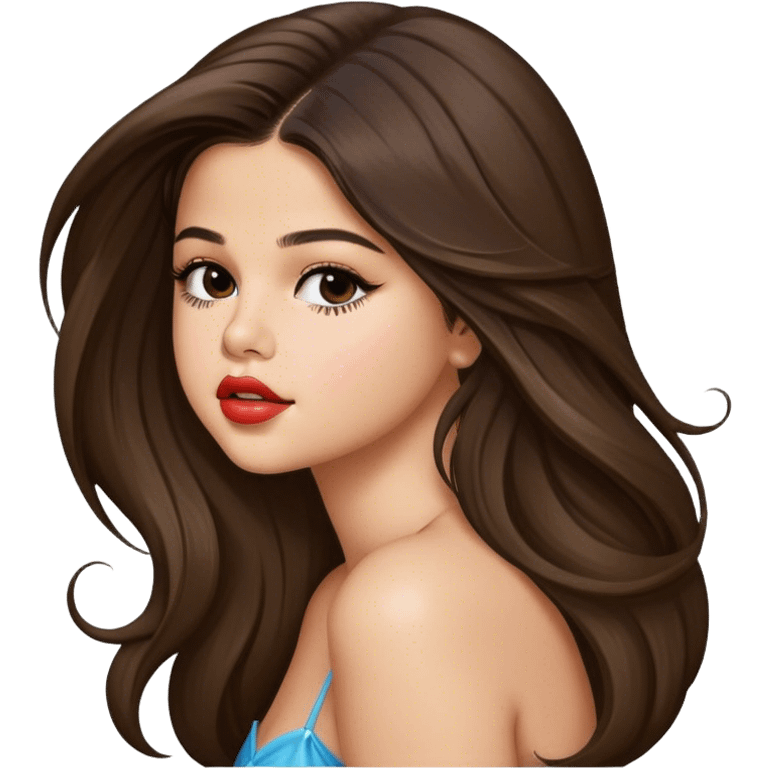 Selena Gomez long hair kiss emoji