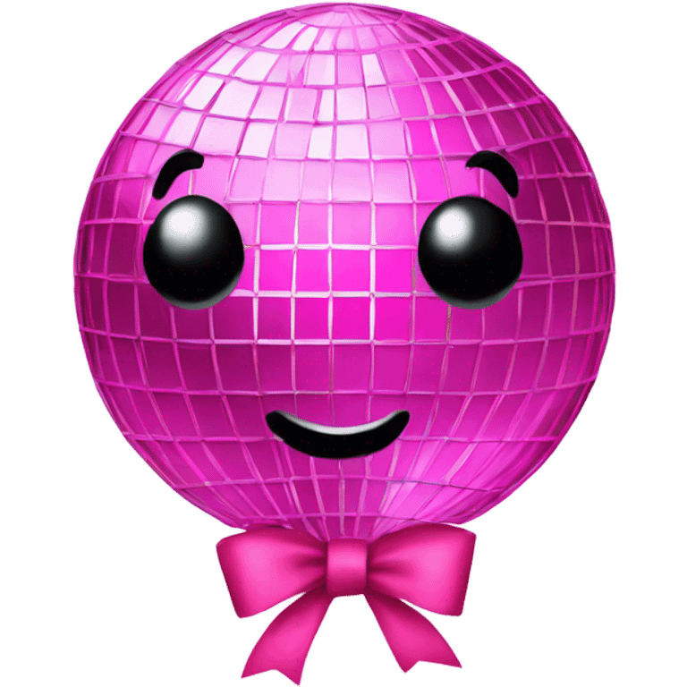 Pink disco ball with pink bow emoji