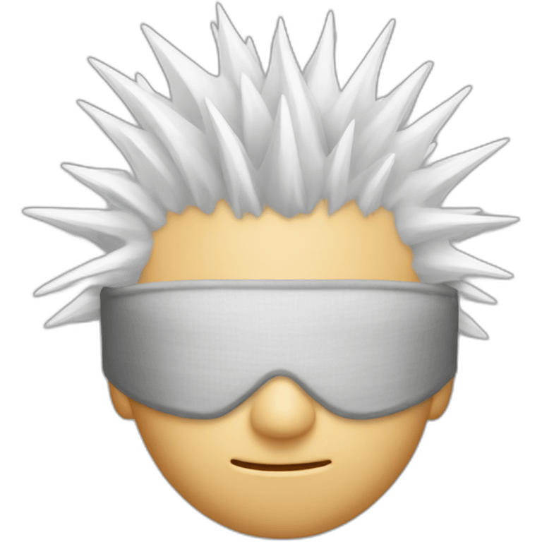 white spiky hair with blindfolded emoji