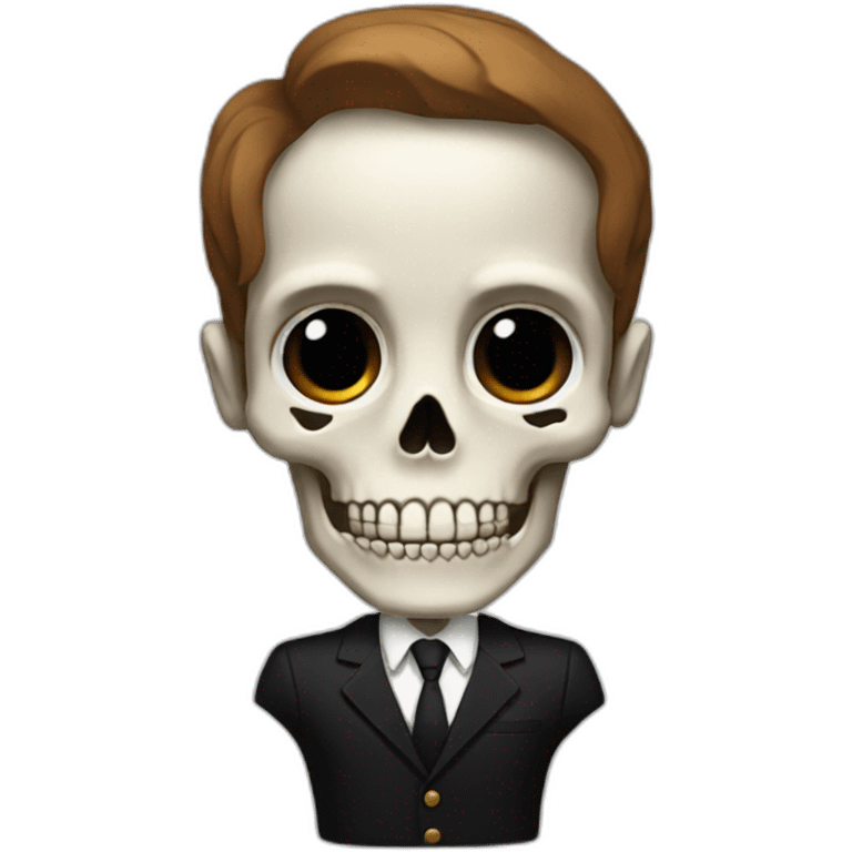 Skeleton in a black suit with Brown hair emoji