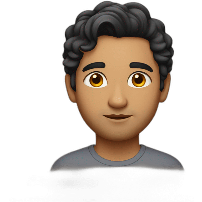 indian man, no beard, short black wavy hair, oval face, fair complexion emoji