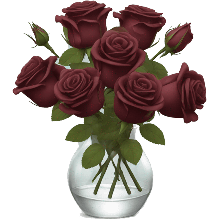 Burgundy roses in transparent vase emoji