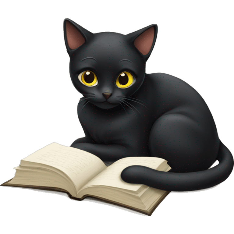 Black cat studying for exams emoji