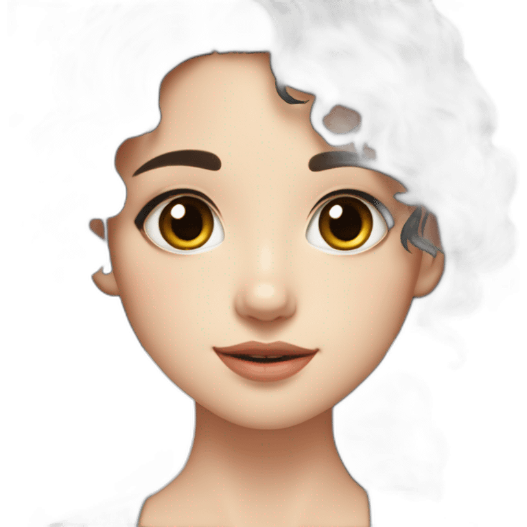 Beautiful girl,Black hair,wavy hair，long hair,White skin,oval face,big eyes,Blackeyes,Chinese emoji