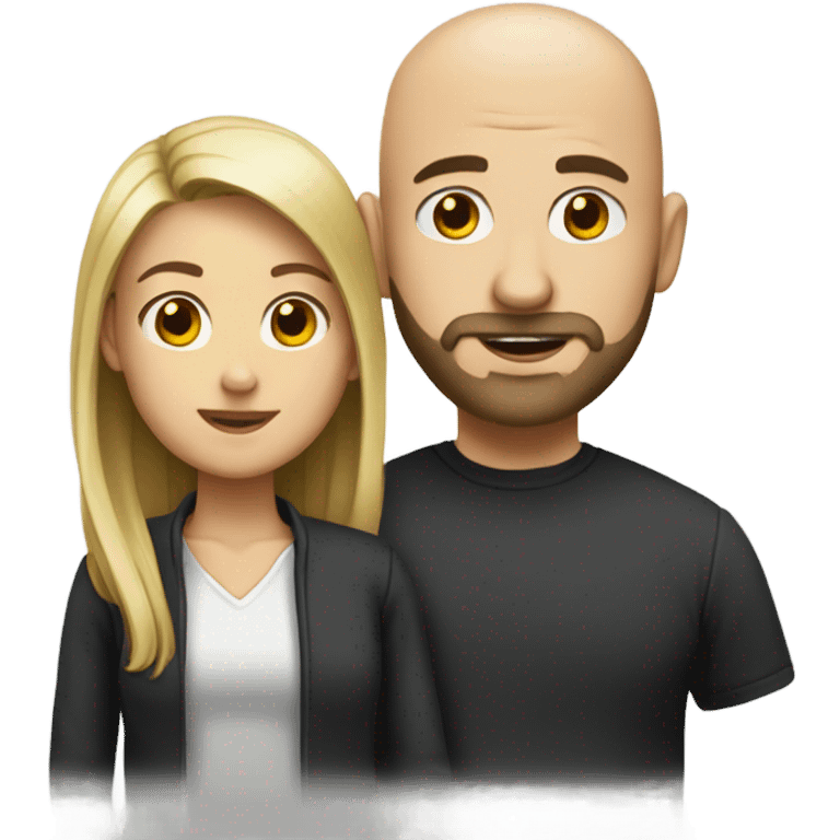 Bald man with beard and girl emoji