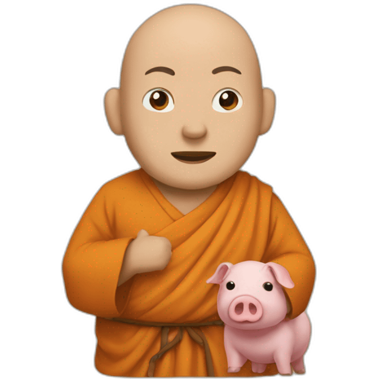 monk with pig emoji