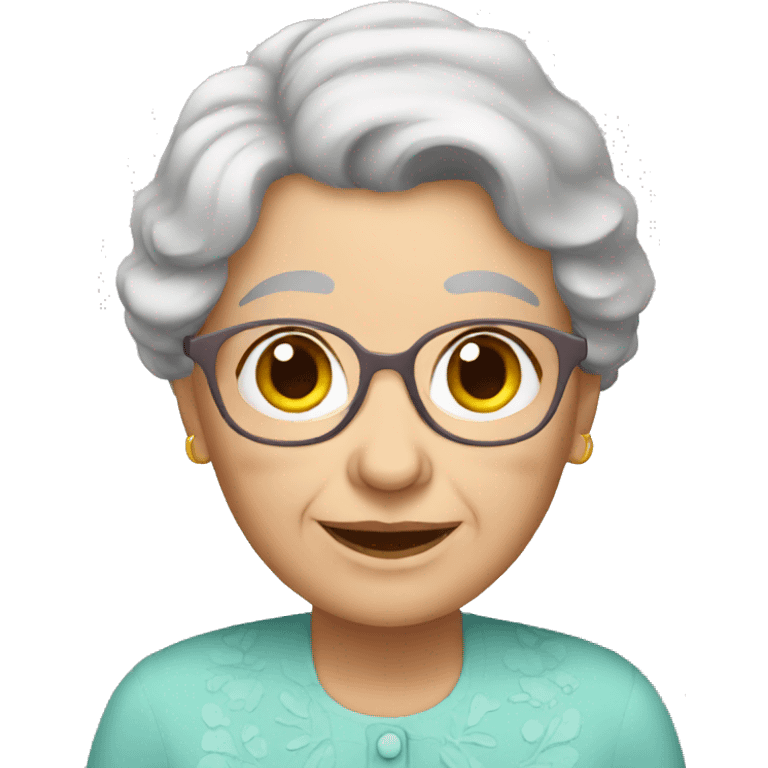 Granny with brown hair family emoji