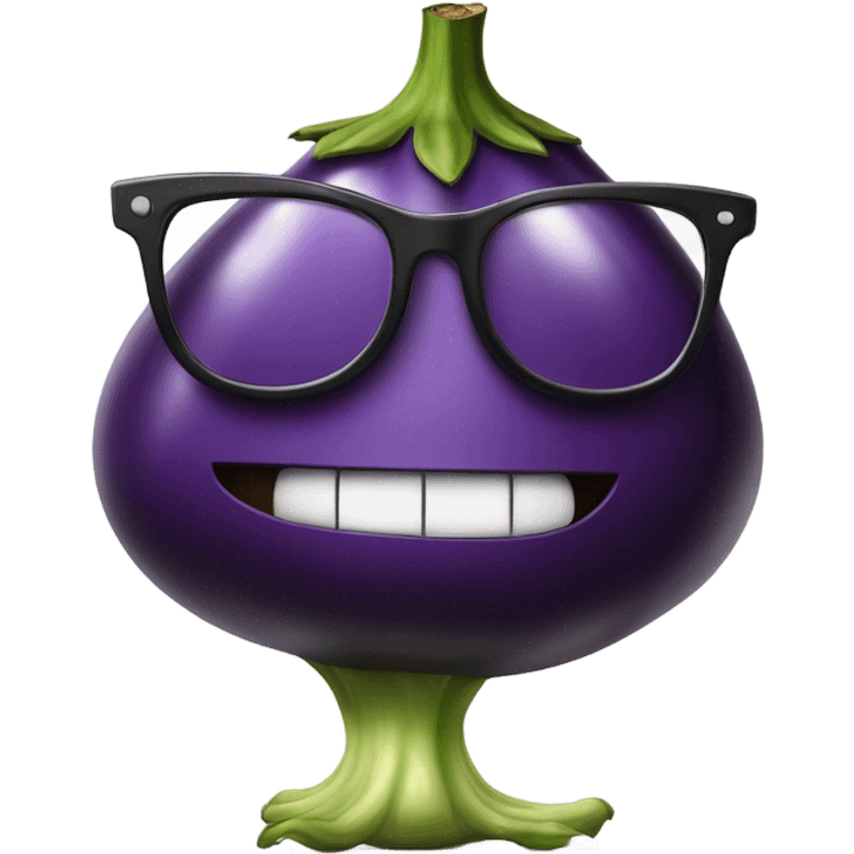 Eggplant with glasses and legs emoji