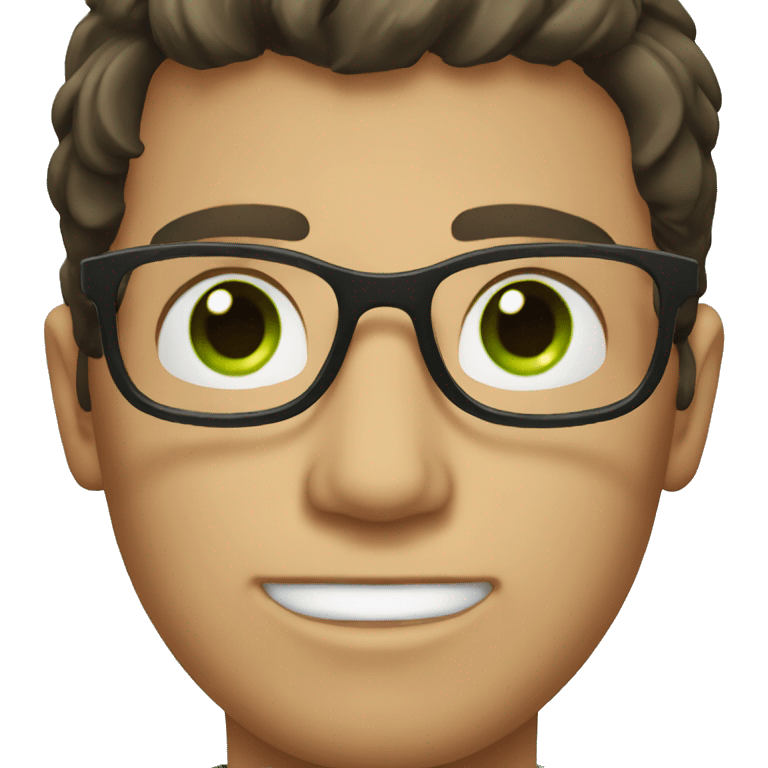 guy with dark hair and green eyes wearing glasses emoji