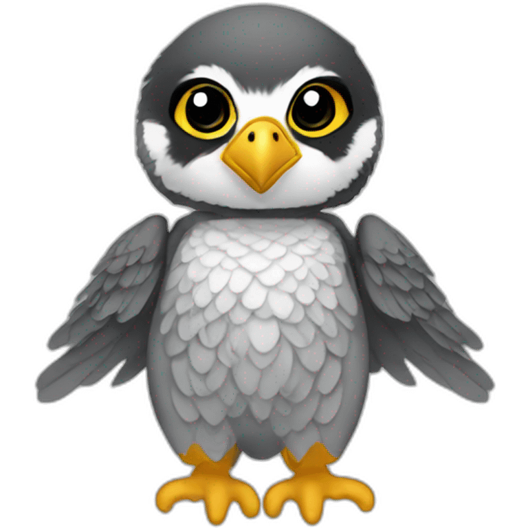 Baby Peregrine falcon with suit emoji