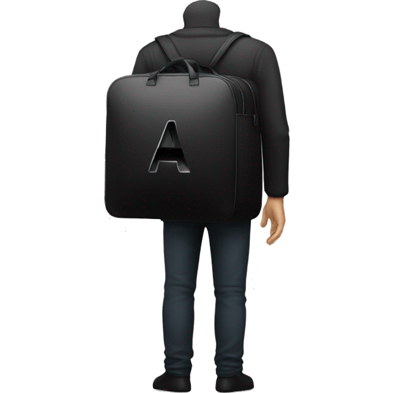 bag looking like alphabet letter A. modern style. all black emoji