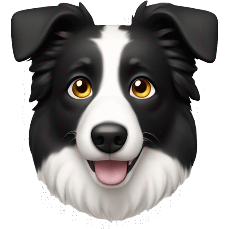 a 3D tiny little cute boarder collie with only black and white emoji