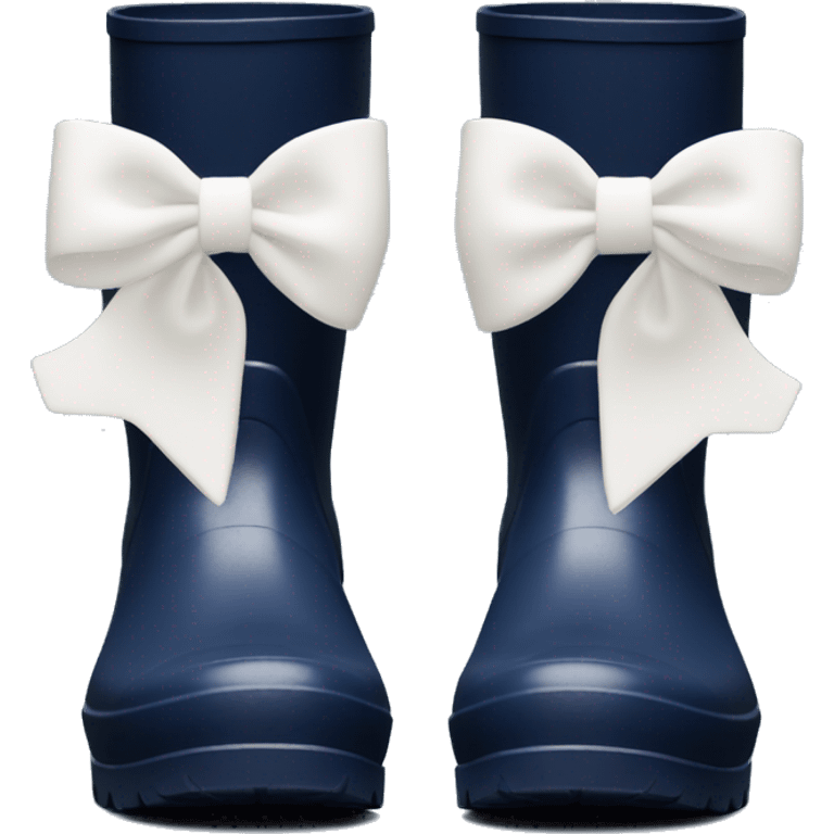 Navy blue hunter wellington boots with white bow emoji