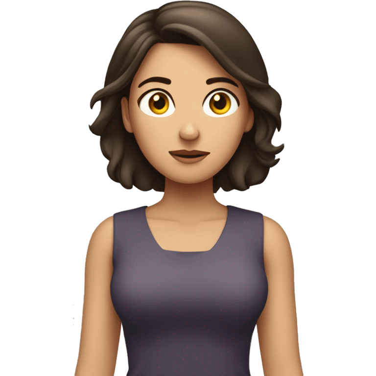 Brunette girl shrugging shoulders emoji