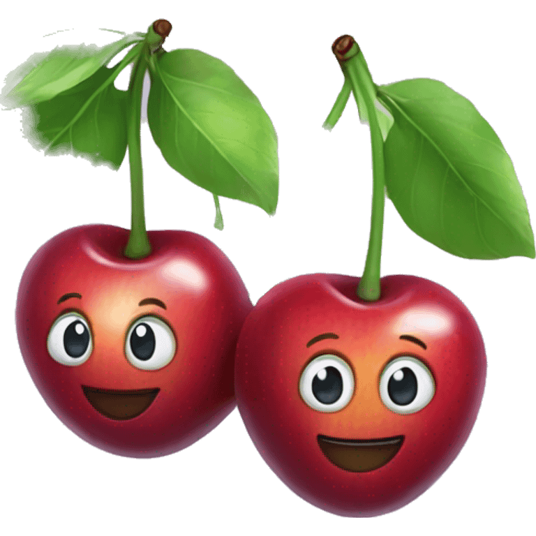 Pair of happy rainbow cherries  emoji