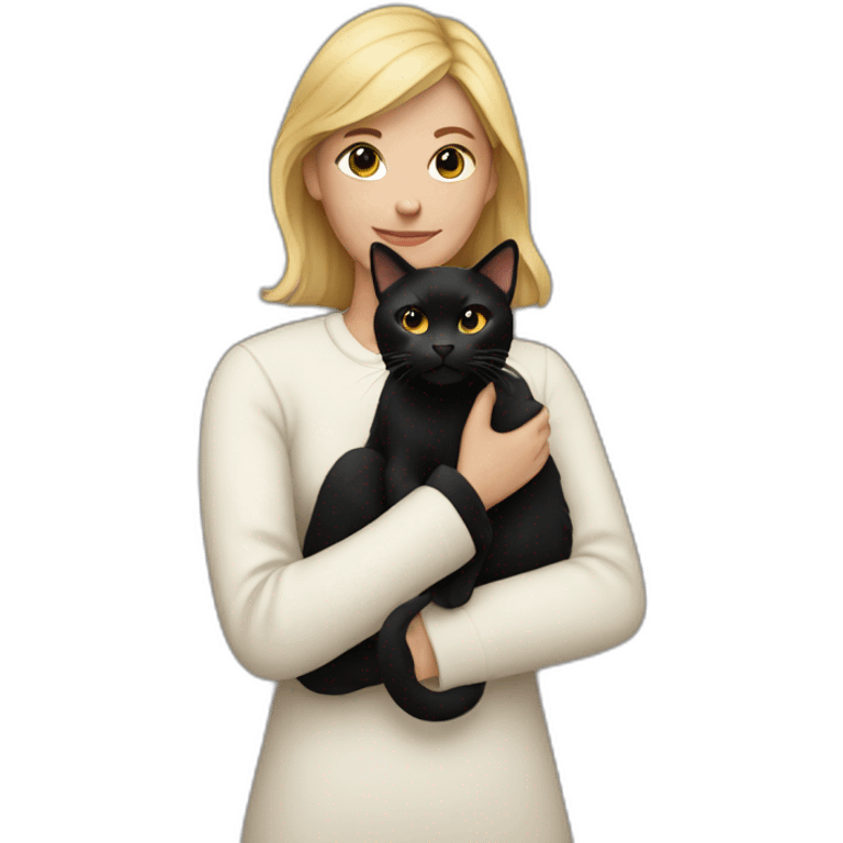 Woman with black cat in arms emoji