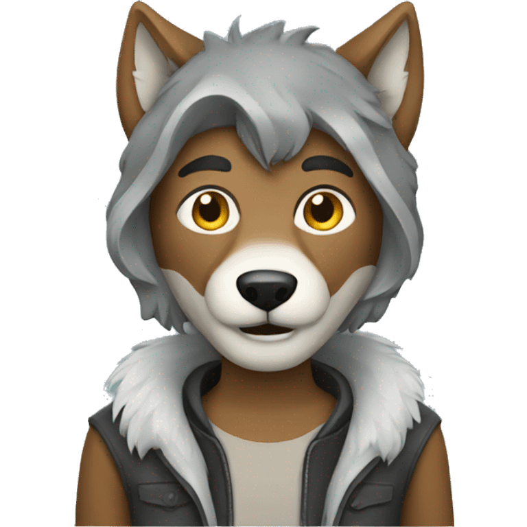 Guy wearing a wolf costume emoji