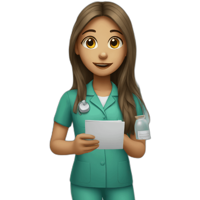 young girl with long hair working in a pharmacy emoji