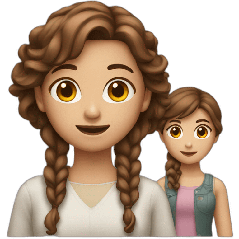 Three girls with brown hair emoji