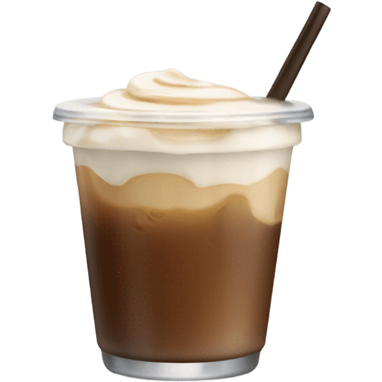 Small glass cup of iced coffee with cream just added emoji