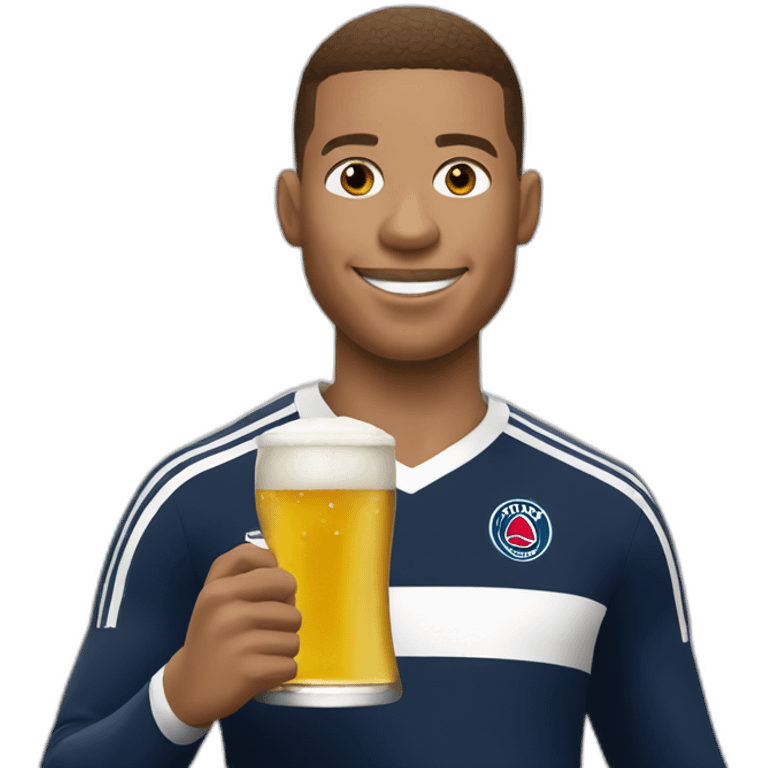 Kilian Mbappé with a beer emoji