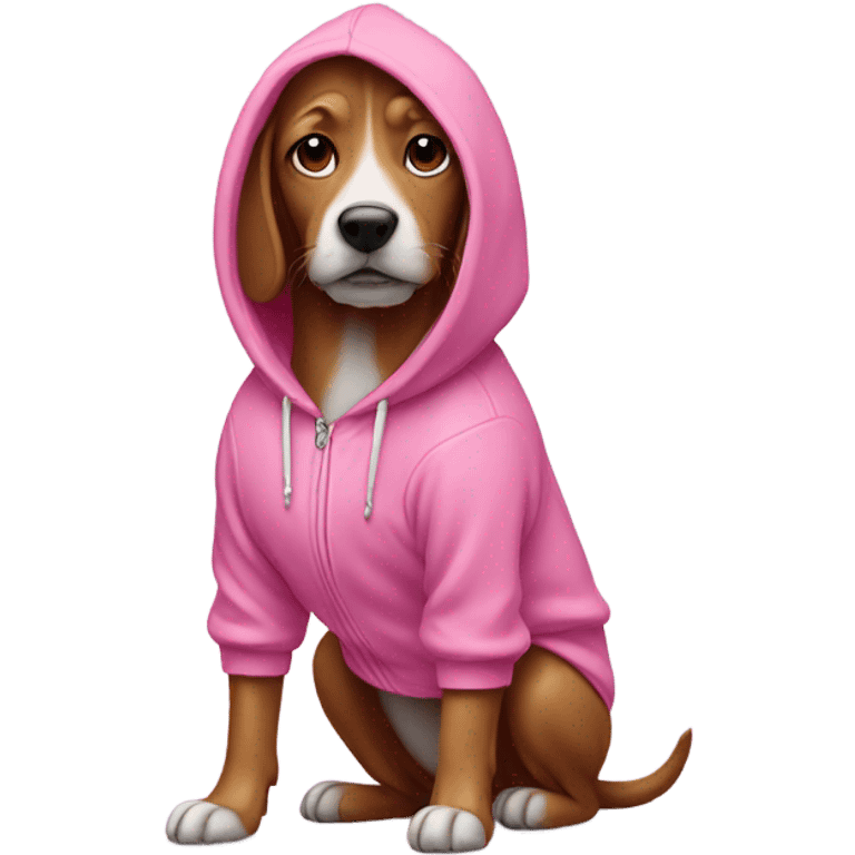 Dog wearing a pink hoodie  emoji