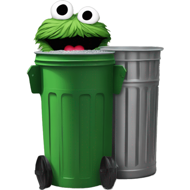 oscar the grouch inside metal trash can emoji