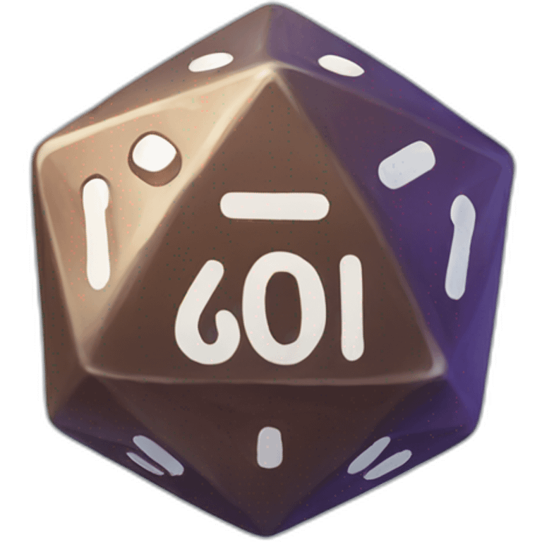 D20 dice with dog ears emoji