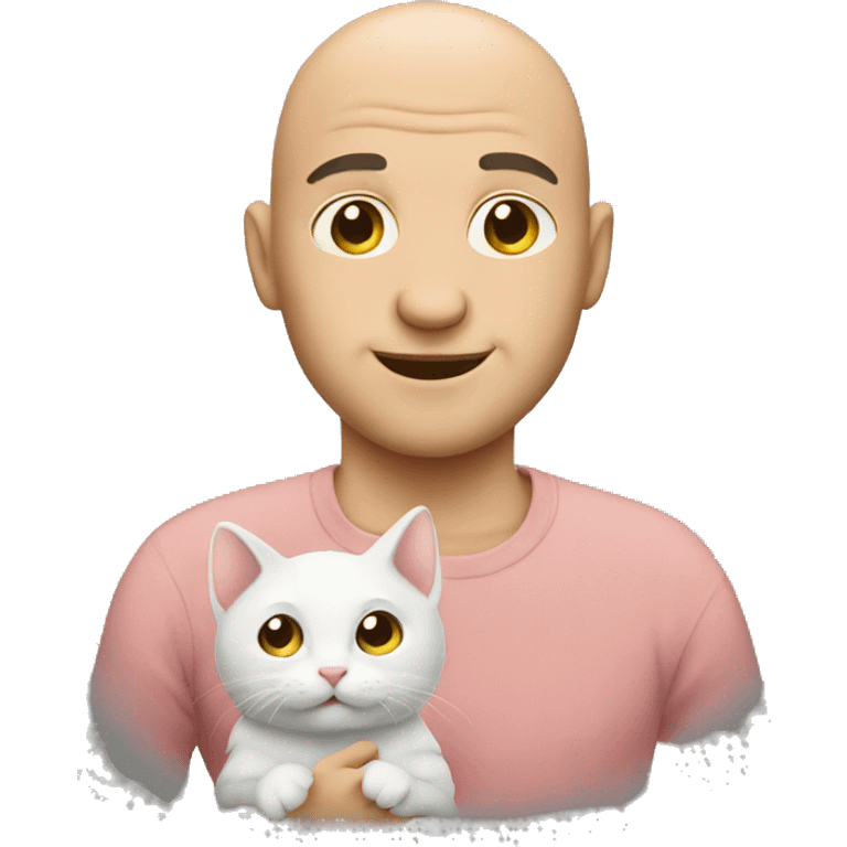 Bald man with kitten emoji