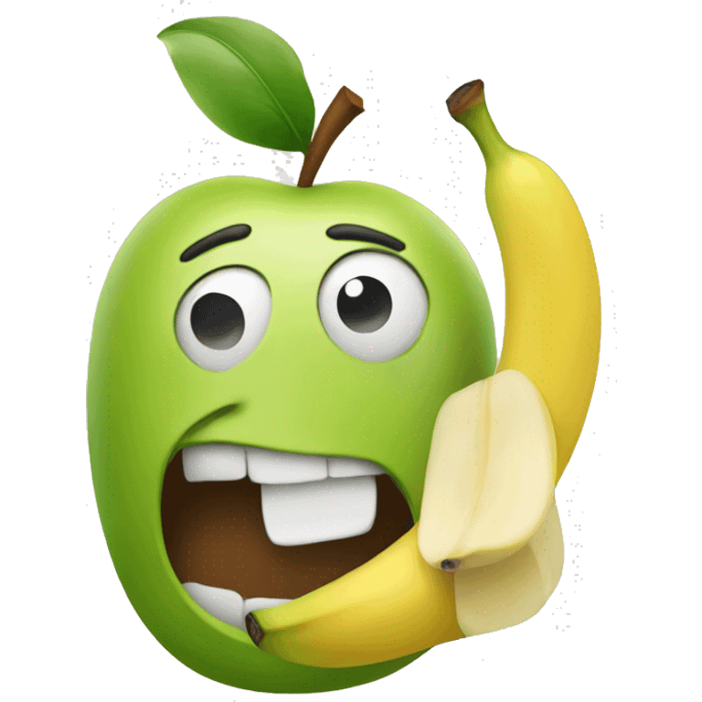 An Apple eating a banana  emoji