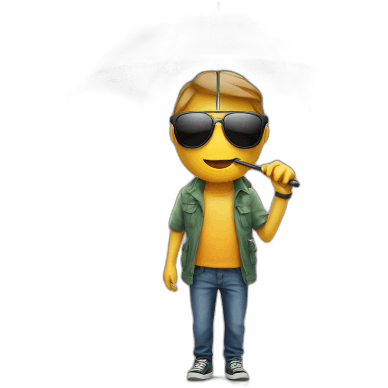 face with sun glasses and umbrella over head emoji