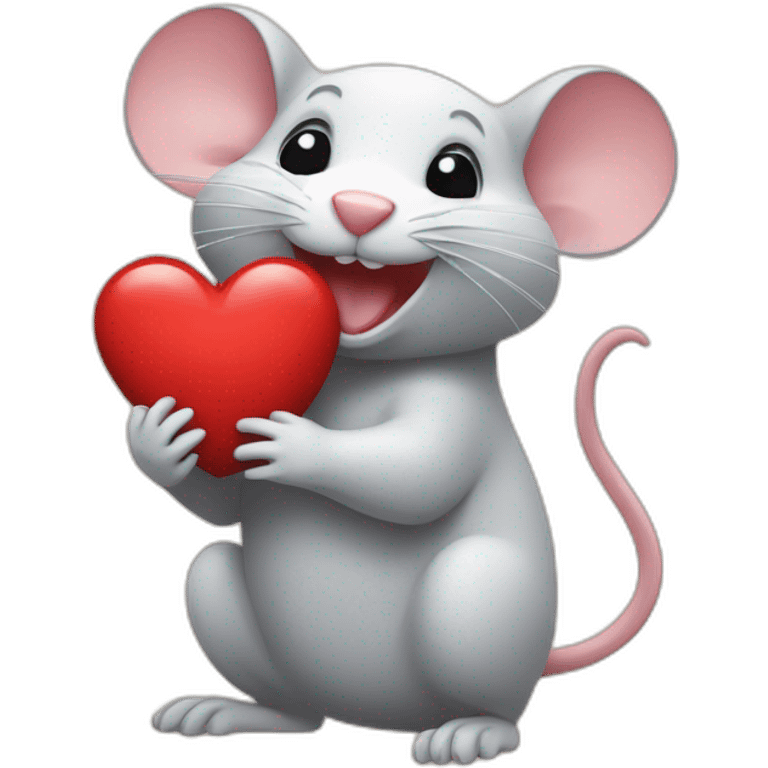 happy rat with a heart in it's hand emoji