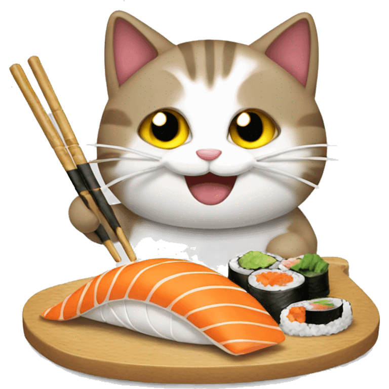 Cat eating sushi emoji