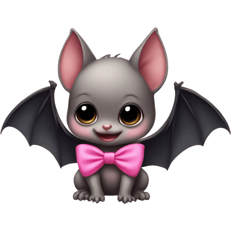 Baby bat with a pink bow emoji