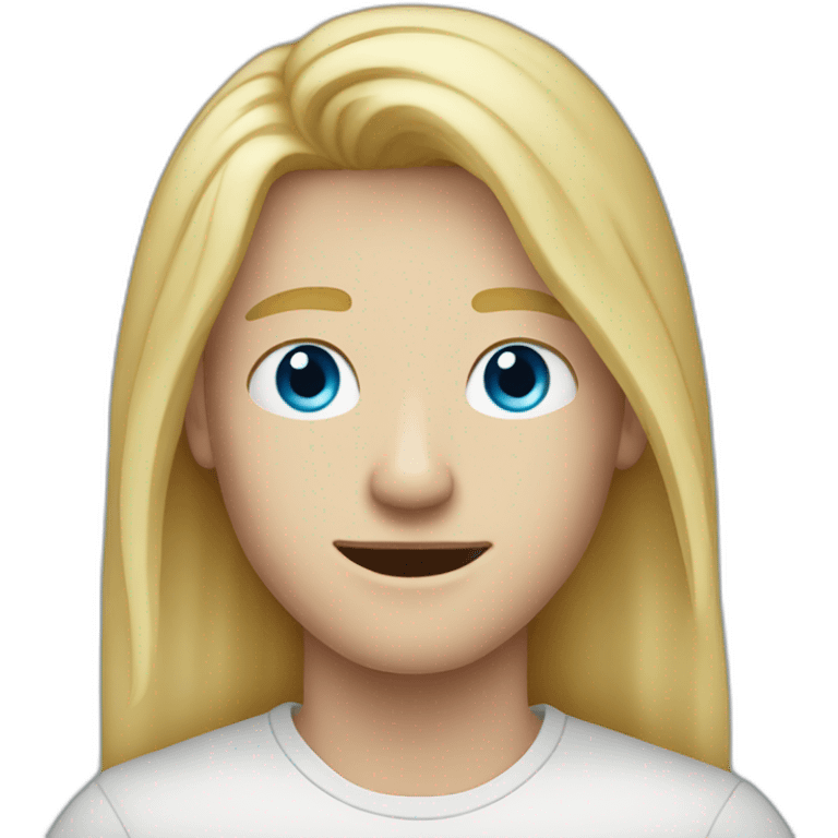 blue-eyed teen-ager man with long blond hair and pimple emoji