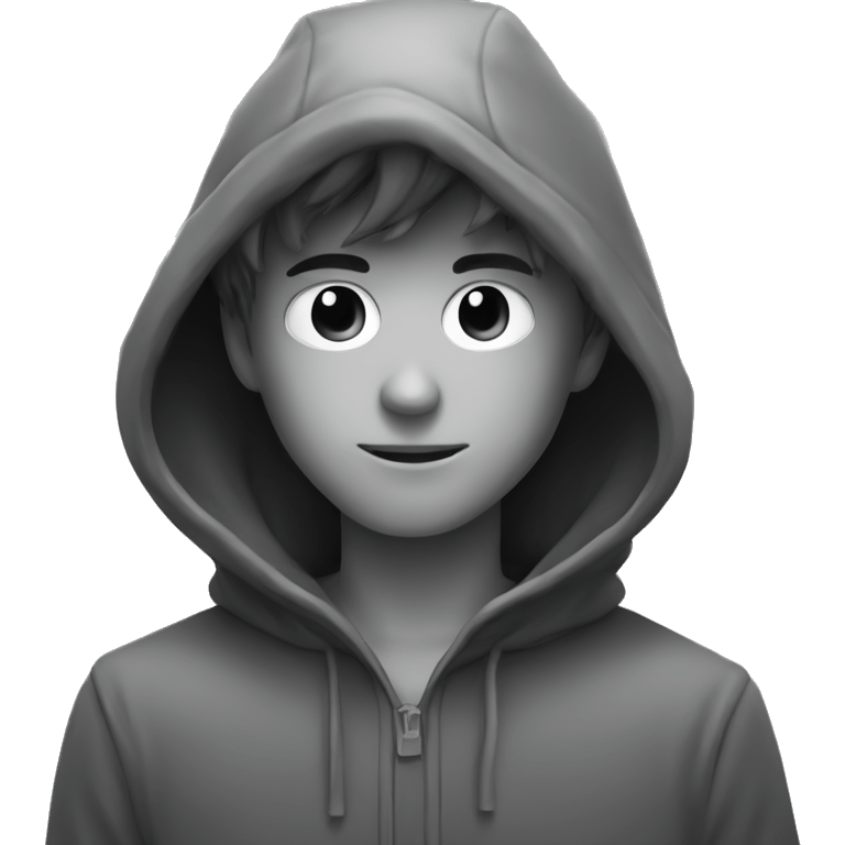 grayscale mysterious hooded boy in gloves emoji