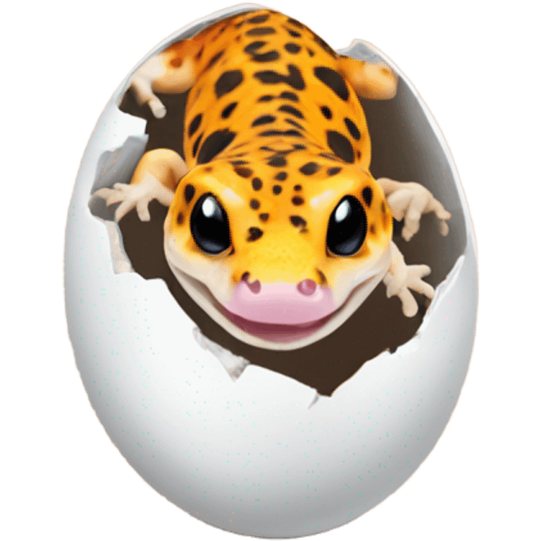 Orange leopard gecko emerges from egg emoji