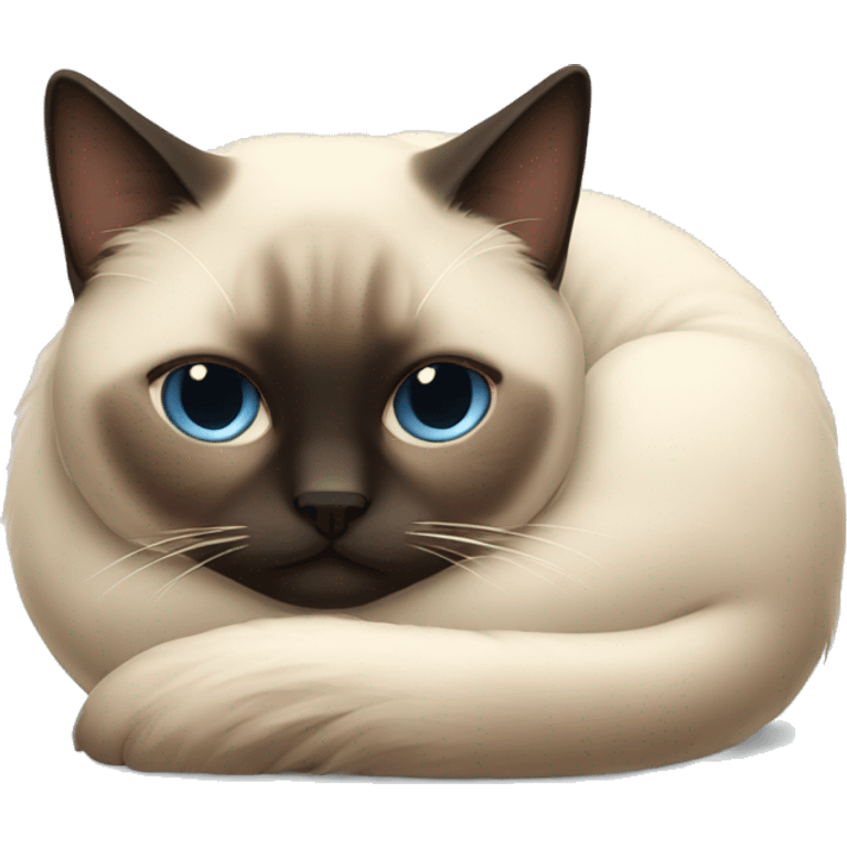 fluffy siamese cat curled up sleeping emoji