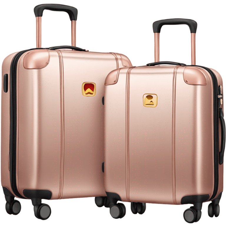 Two rose gold carry on suitcases emoji