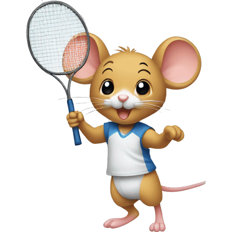 a mouse playing badminton emoji