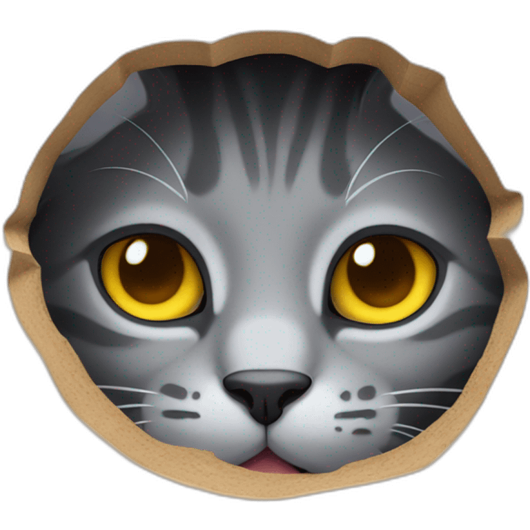 cute gray cat peaking in hole emoji