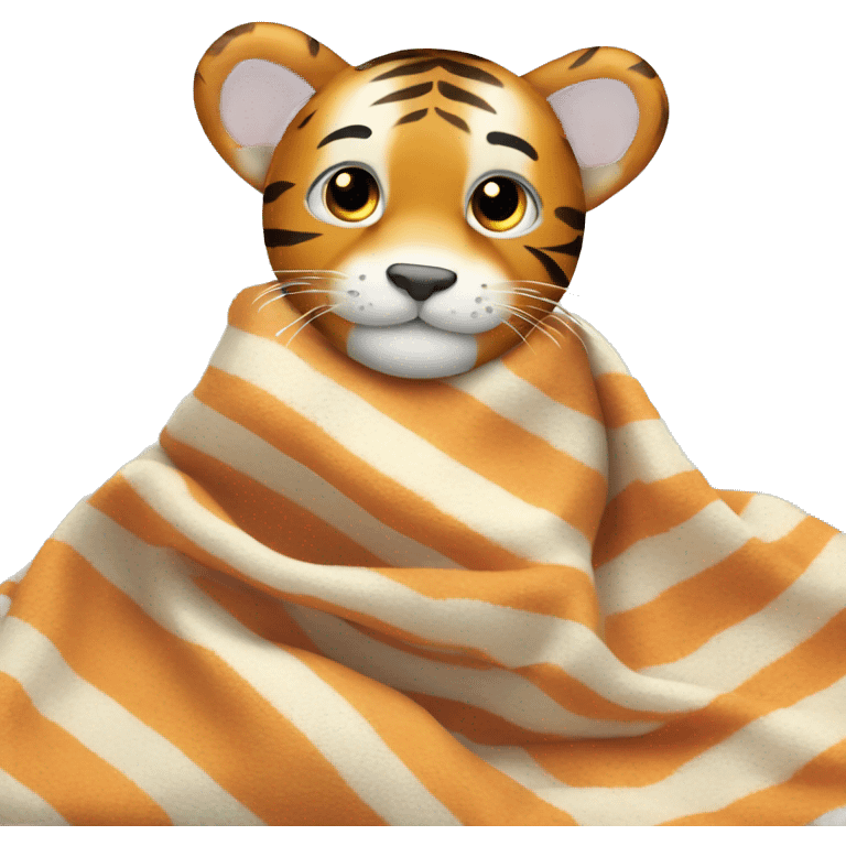 cute Little Tiger in a blanket  emoji