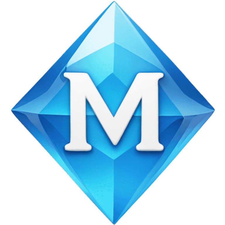 White letter m in a blue shaped diamond with white outline emoji