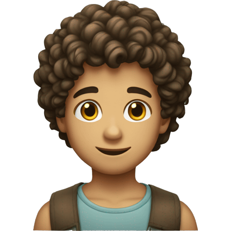 Niño moreno pelo rizado emoji