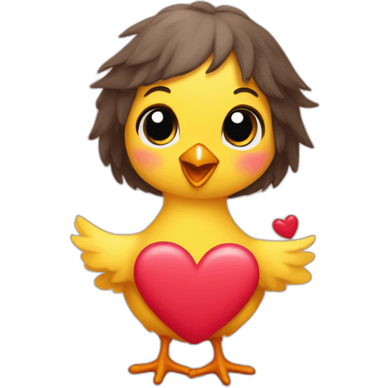 Little Chick with lof of hearts emoji