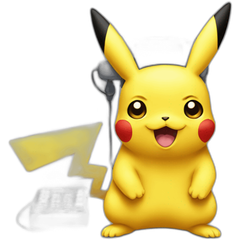 pikachu avec un telephone emoji